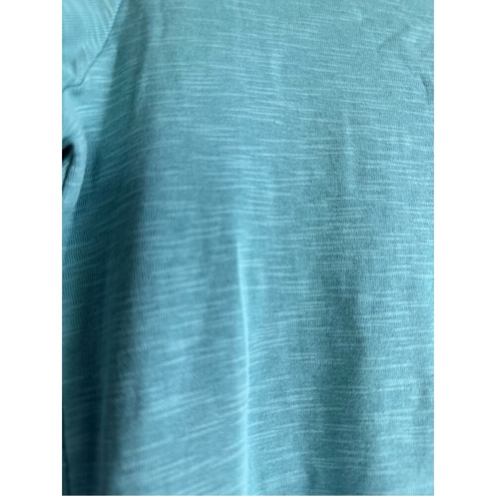 J JILL light turquoise blue 100% pima cotton boat neck tunic 3/4 sleeve top - Picture 4 of 6